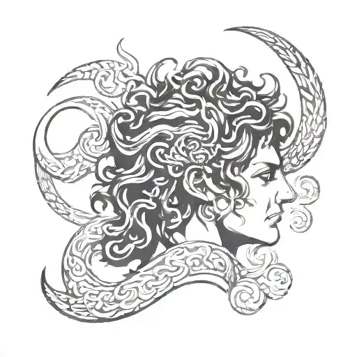 perseus with medusa head tattoo design idea