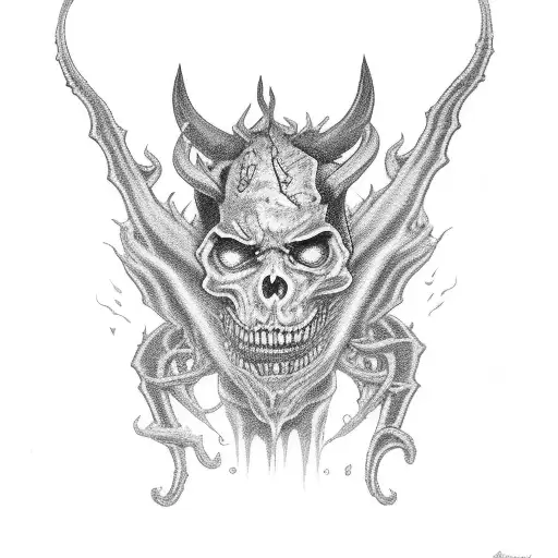 demons with smoke tattoo design idea