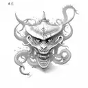 demons with smoke tattoo design idea