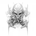 demons with smoke tattoo design idea