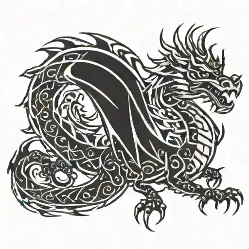 tribal dragon tattoo design idea