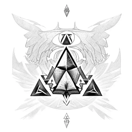 Zelda's Triforce symbol with a majestic hawk perched on top tattoo design idea