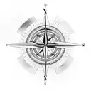 Compass, Airplane, Fire, Mountain, Ocean tattoo design idea