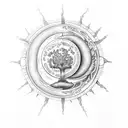 Sun and Moon wmushroom tree of life fantasy another world  tattoo design idea