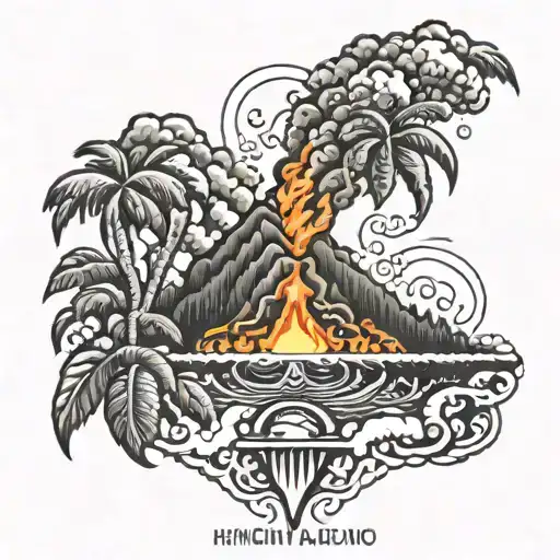 Hawaii Volcano black tattoo design idea