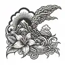 Hawaii Volcano black tattoo design idea