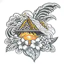 Hawaii Volcano black tattoo design idea