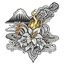 Hawaii Volcano black tattoo design idea