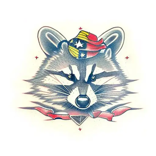 racoon with battleaxe  tattoo design idea