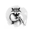 racoon with axe tattoo design idea