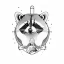 racoon with axe tattoo design idea