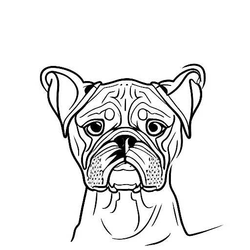 boxer dog line art  tattoo design idea
