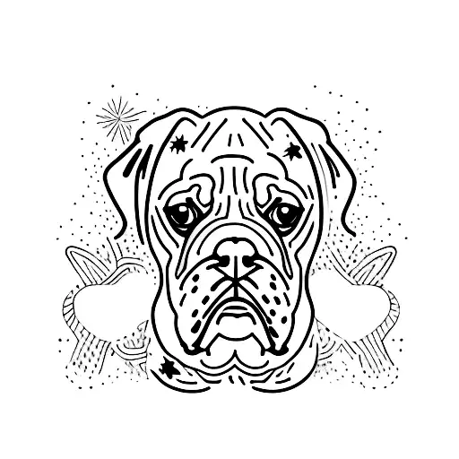 boxer dog body shilouette tattoo design idea