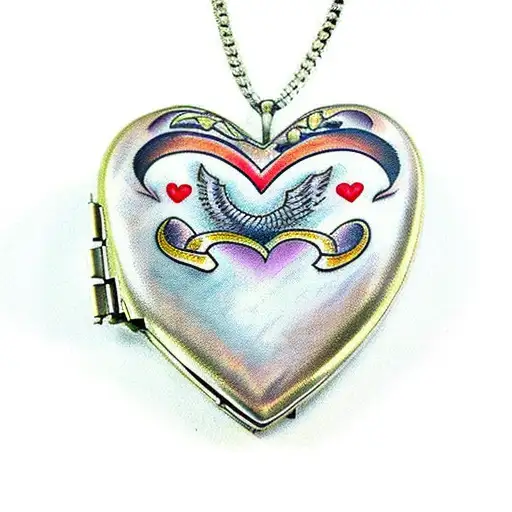 heart locket with horseshoe design tattoo design idea