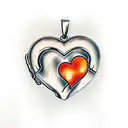 heart locket with horseshoe design tattoo design idea
