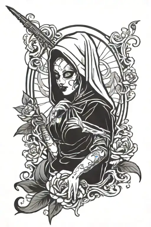 ghostface pin up tattoo design idea