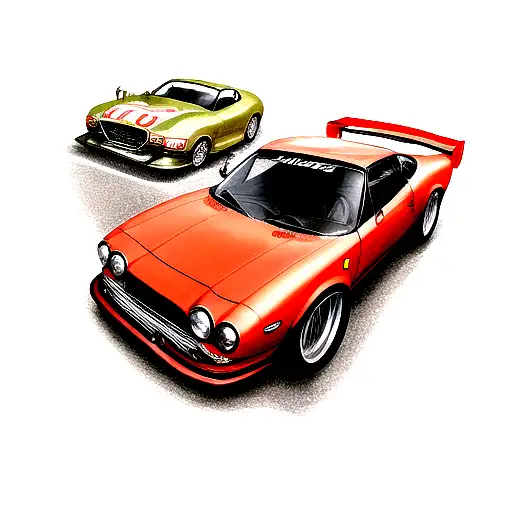 crashed sports car tattoo design idea