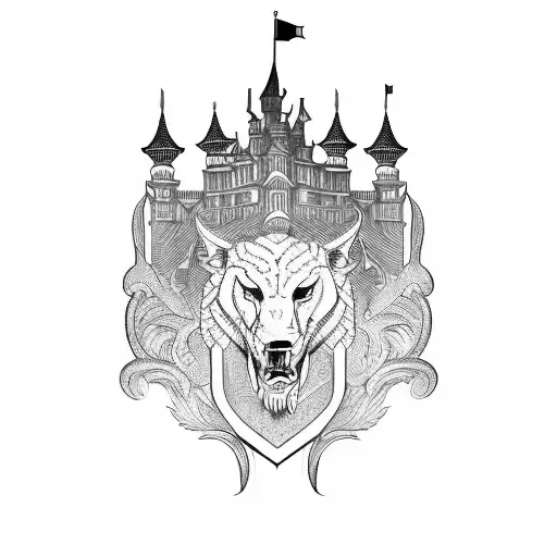 palace castle tattoo design idea