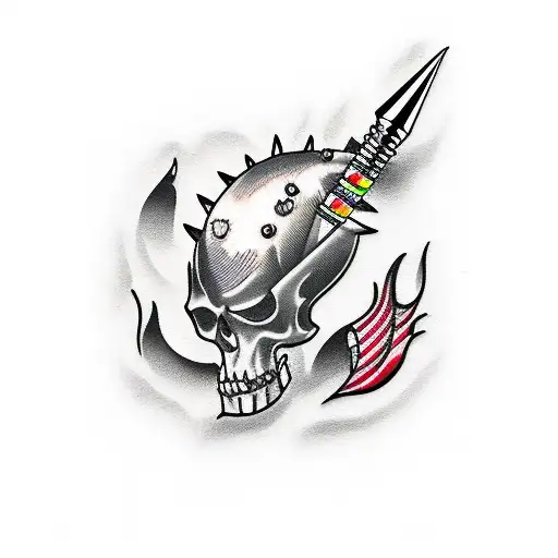 chrome spikey coffin  tattoo design idea