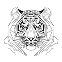 full body tiger spliced with lioness tattoo design idea