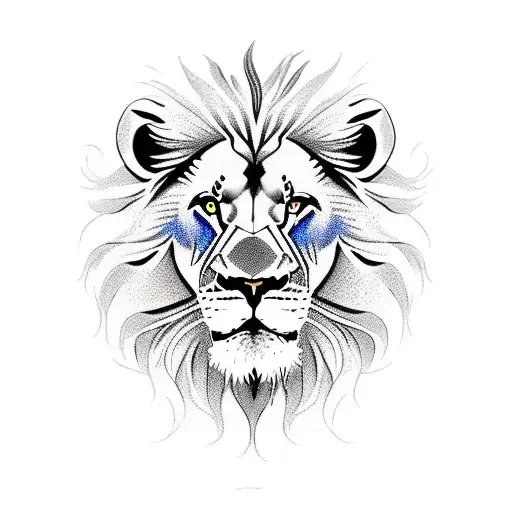 lion with cool designs popping out tattoo design idea