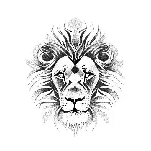 lion with cool designs popping out tattoo design idea