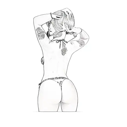 a woman in a bikini tattoo design idea