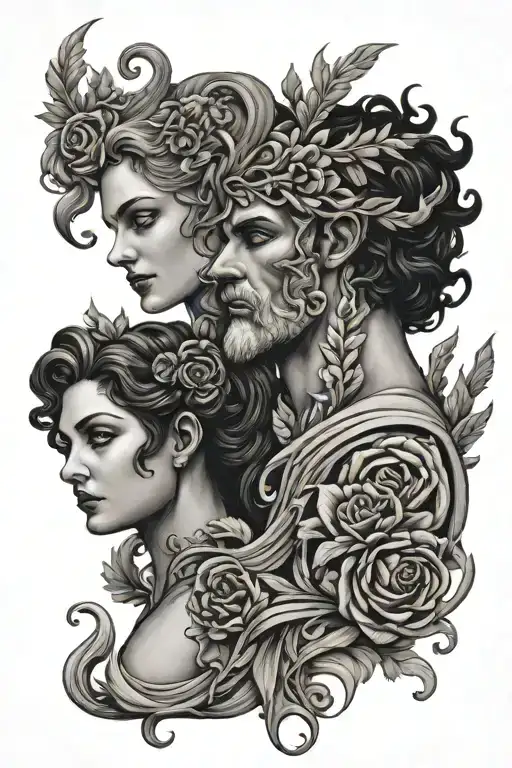 persephone and hades Greek god tattoo design idea