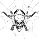 alien skull with spider  tattoo design idea