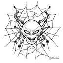 alien skull with spider  tattoo design idea