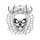 alien skull with spider  tattoo design idea
