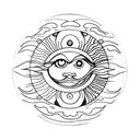 Sun and Moon with an eye and the pupil is the Yin-yang symbol tattoo design idea