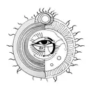 Sun and Moon with an eye and the pupil is the Yin-yang symbol tattoo design idea