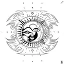 Sun and Moon with an eye and the pupil is the Yin-yang symbol tattoo design idea