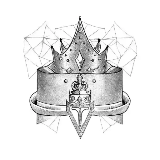 broken sword with crown tattoo design idea