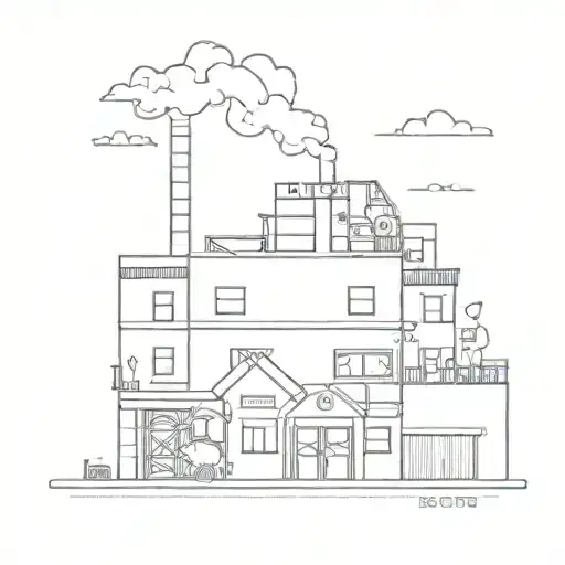 factory scene tattoo design idea