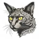 black cat head side view tattoo design idea