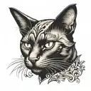 black cat head side view tattoo design idea