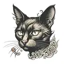 black cat head side view tattoo design idea