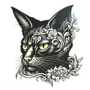 black cat head side view tattoo design idea