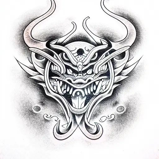 japanese demon tattoo design idea