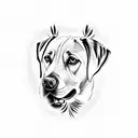 labrador with name Melo tattoo design idea