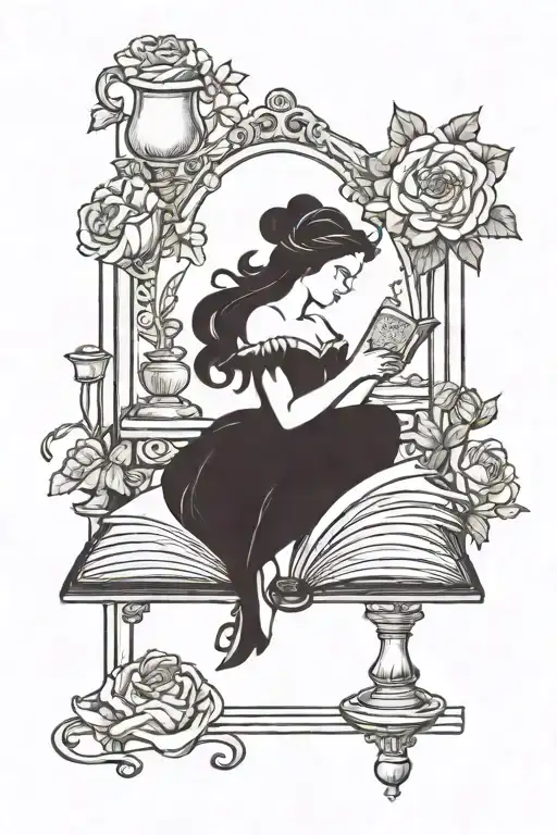 beauty and the beast belle book lover tattoo design idea