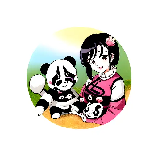 mom and daughter panda tattoo design idea