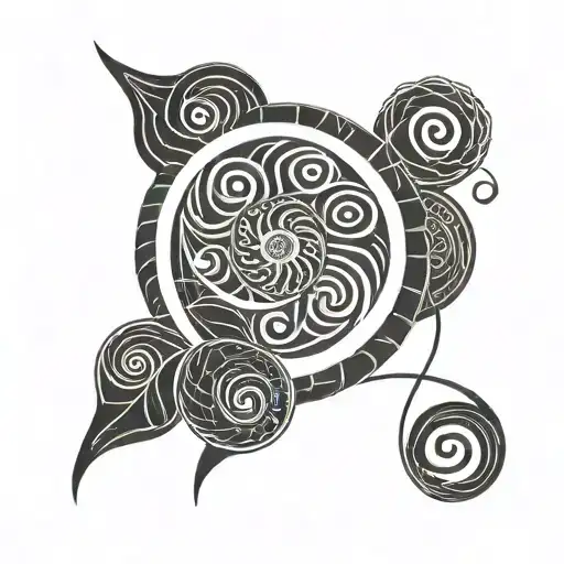 fibonacci spiral pattern and viking tattoo design idea