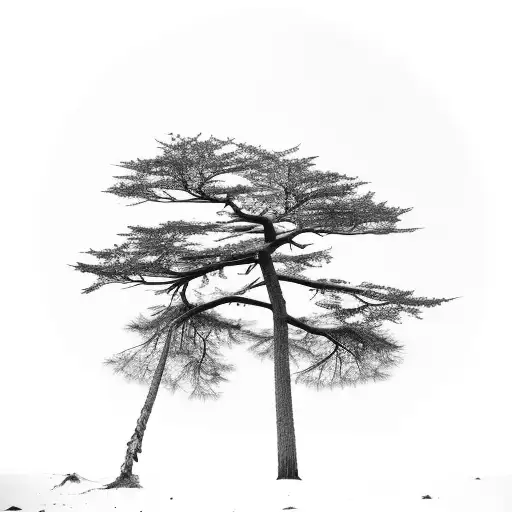 Red pine tree, symbolic, abstract, forest, life cycle, roots, community, intertwined, nature, rebirth, movement tattoo design idea