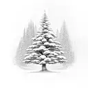 Red pine tree, cycle, roots, community, intertwined, nature, snow, rebirth, life tattoo design idea