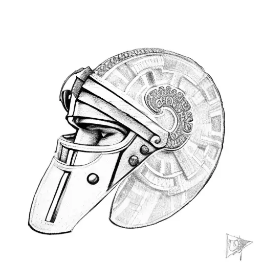 spartan helmet with Greek key and wreath  tattoo design idea