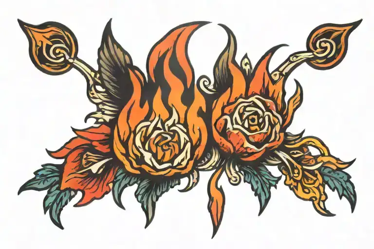 twin flame magnet fire tattoo design idea
