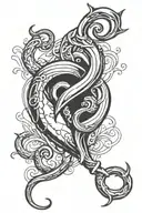 fishing hook with heart intertwined tattoo design idea
